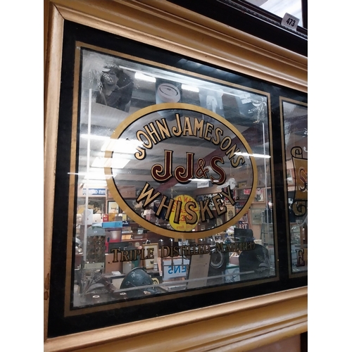 472 - John Jameson and Sons Scotch Irish Whiskey framed advertising mirror. {53 cm H x 173 cm W}.