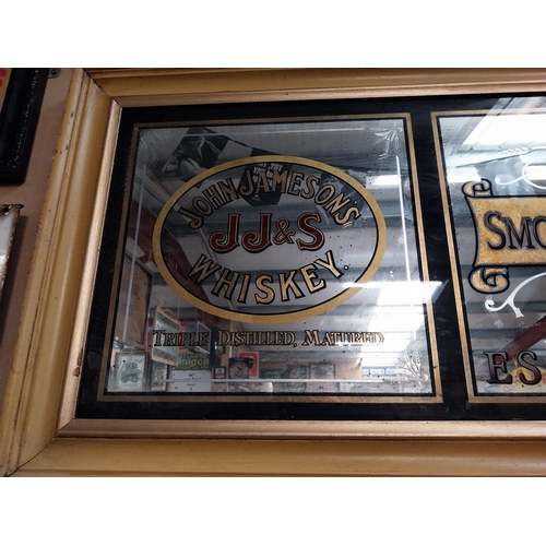 472 - John Jameson and Sons Scotch Irish Whiskey framed advertising mirror. {53 cm H x 173 cm W}.