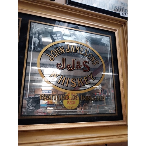 472 - John Jameson and Sons Scotch Irish Whiskey framed advertising mirror. {53 cm H x 173 cm W}.