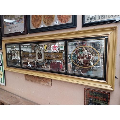 472 - John Jameson and Sons Scotch Irish Whiskey framed advertising mirror. {53 cm H x 173 cm W}.