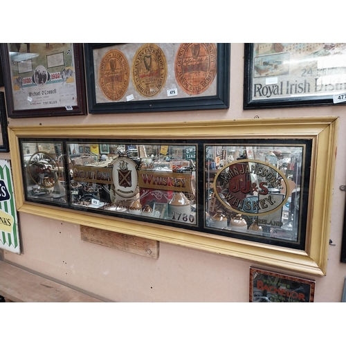 472 - John Jameson and Sons Scotch Irish Whiskey framed advertising mirror. {53 cm H x 173 cm W}.