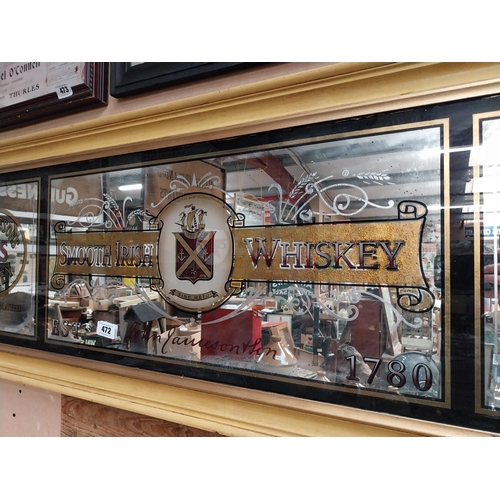 472 - John Jameson and Sons Scotch Irish Whiskey framed advertising mirror. {53 cm H x 173 cm W}.