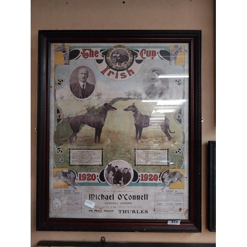 473 - The Irish Cup Micheal O'Donnell Grocer framed advertising print {75 cm h x 62 cm W}