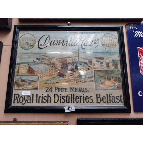 477 - Dunvilles's and Co Ltd Royal Irish Distilleries framed advertising print. {44 cm H x 58 cm W}.