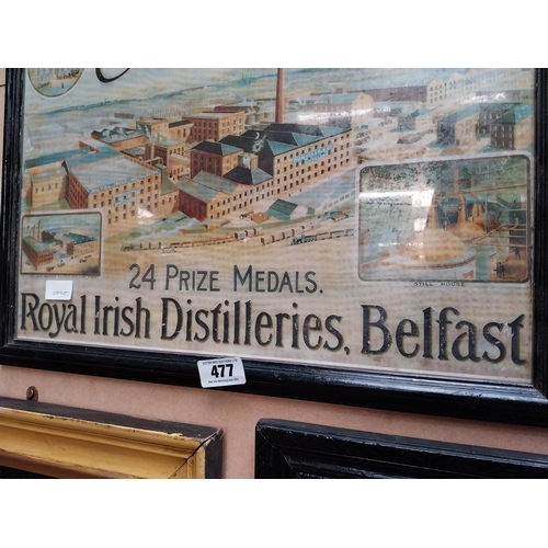 477 - Dunvilles's and Co Ltd Royal Irish Distilleries framed advertising print. {44 cm H x 58 cm W}.