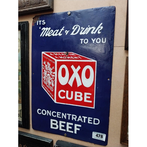 478 - Oxo Cube enamel advertising sign. {46 cm H x 31 cm W}.