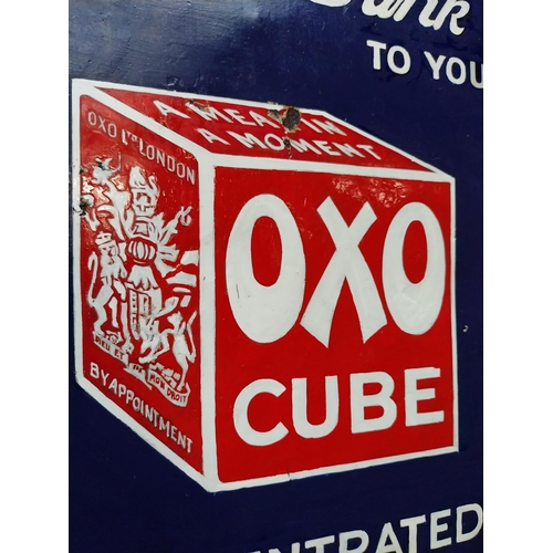 478 - Oxo Cube enamel advertising sign. {46 cm H x 31 cm W}.