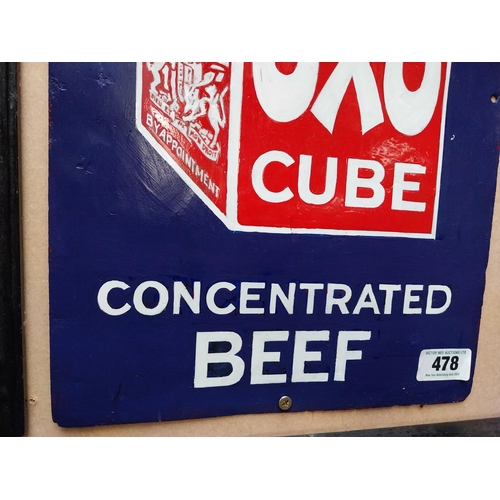 478 - Oxo Cube enamel advertising sign. {46 cm H x 31 cm W}.