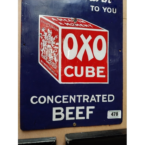 478 - Oxo Cube enamel advertising sign. {46 cm H x 31 cm W}.