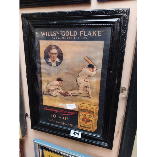 479 - Wills's Gold Flake Cigarettes Making All Efforts framed advertising print. {49 cm H x 37 cm W}.