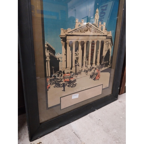 48 - Original Royal Exchange Insurance framed advertising poster by Frank Newbound. {94 cm H x 57 cm W}.