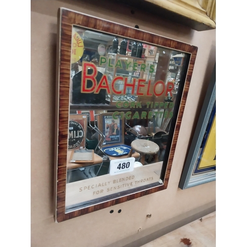 480 - Player's Bachelor cigarettes framed advertising mirror. {28 cm H x 22 cm W}.