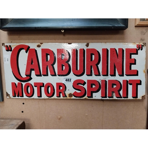 482 - Carburine Motor Spirit enamel advertising sign. {24 cm H x 62 cm W}.