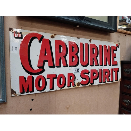 482 - Carburine Motor Spirit enamel advertising sign. {24 cm H x 62 cm W}.