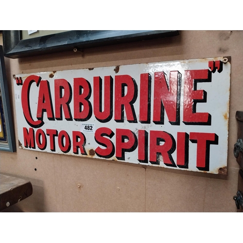 482 - Carburine Motor Spirit enamel advertising sign. {24 cm H x 62 cm W}.