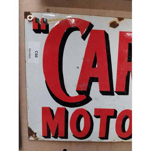 482 - Carburine Motor Spirit enamel advertising sign. {24 cm H x 62 cm W}.