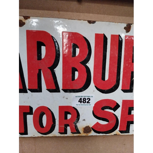 482 - Carburine Motor Spirit enamel advertising sign. {24 cm H x 62 cm W}.