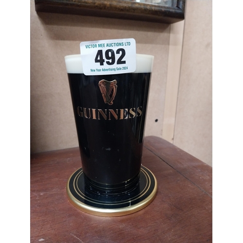 492 - Guinness advertising counter font light. {15 cm H x 13 cm W x 9 cm D}.