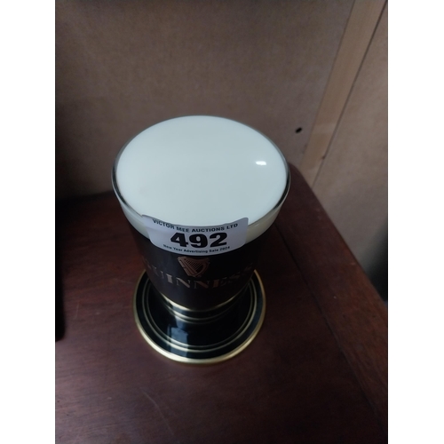 492 - Guinness advertising counter font light. {15 cm H x 13 cm W x 9 cm D}.