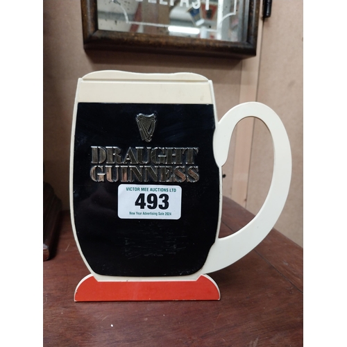 493 - 1970's Draught Guinness Perspex counter stand. {17 cm H x 16 cm W}.