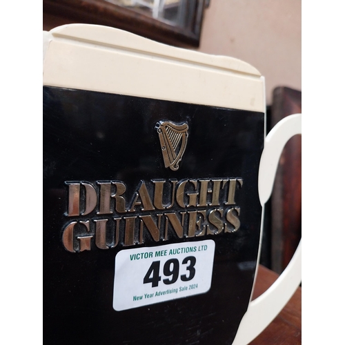 493 - 1970's Draught Guinness Perspex counter stand. {17 cm H x 16 cm W}.