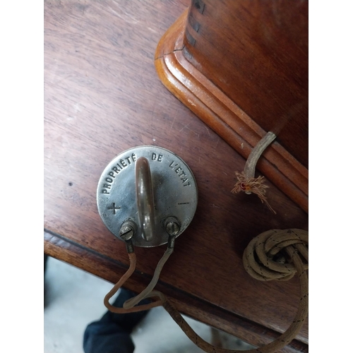 494 - Early 1900's mahogany and chrome telephone. {24 cm H x 19 cm W x 19 cm D}