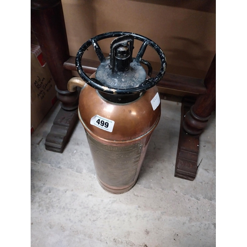 499 - 19th C. Guardienne copper and brass fire extinguisher. {61 cm H x 19 cm W}.