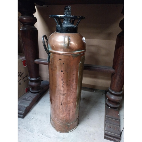 499 - 19th C. Guardienne copper and brass fire extinguisher. {61 cm H x 19 cm W}.