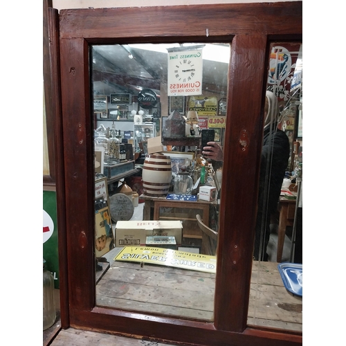 50 - Early 20th C. Kirker and Greer Old Irish Whisky tryptich bar back advertising mirror in stained teak... 