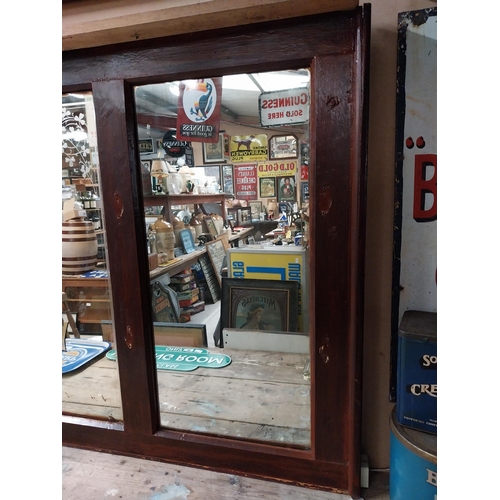 50 - Early 20th C. Kirker and Greer Old Irish Whisky tryptich bar back advertising mirror in stained teak... 