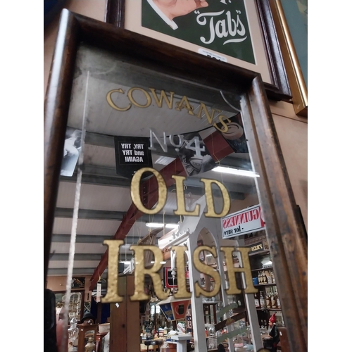 500 - Cowans  No 4 Old Irish Whiskey framed pillar advertising mirror. {111 cm H x 25 cm W}.