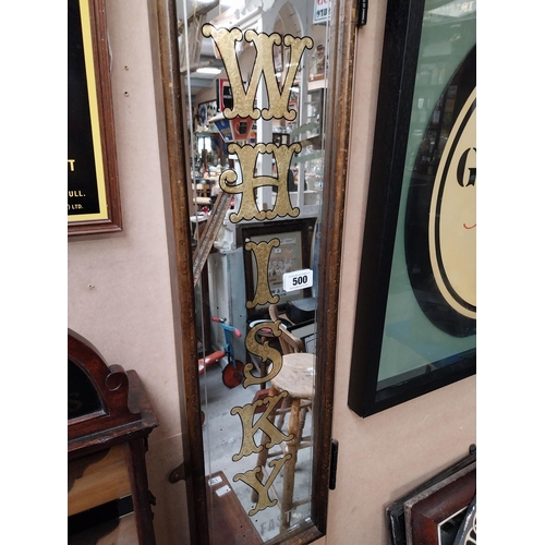 500 - Cowans  No 4 Old Irish Whiskey framed pillar advertising mirror. {111 cm H x 25 cm W}.