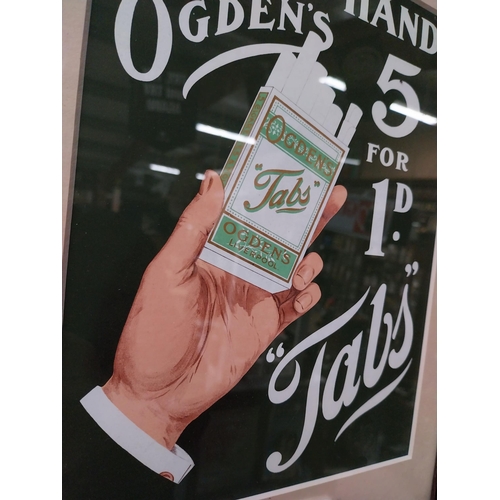 501 - A Good Hand Ogden's Tabs framed advertising print {37cm H X 28cm W}.