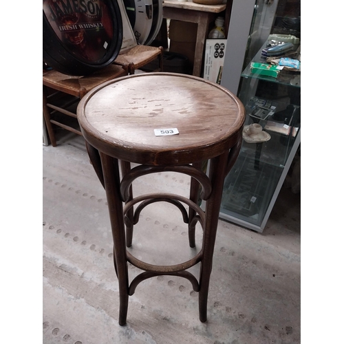 503 - Two bentwood bar stools. {80 cm H x 37 cm Dia.}.