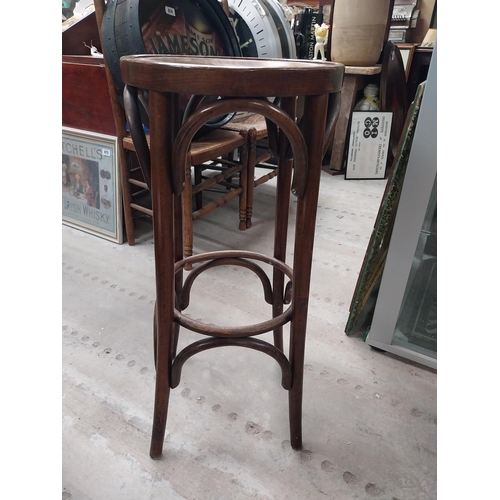 508 - Three bentwood bar stools. {80 cm H x 37 cm Dia.}.