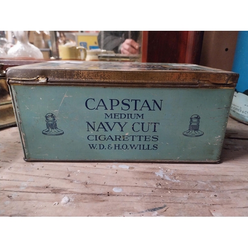 51 - Capstan Navy Cut tinplate advertising tin. {9 cm H x 22 cm W x 15 cm D}.