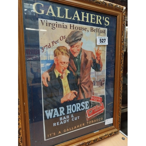 527 - Gallaher's War Horse Tobacco framed advertising print. {46 cm H x 36 cm W}.