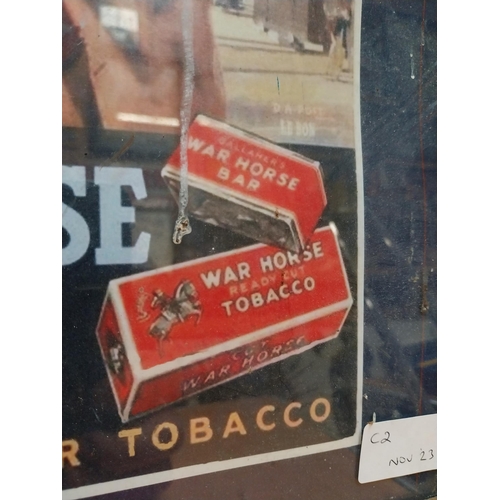 527 - Gallaher's War Horse Tobacco framed advertising print. {46 cm H x 36 cm W}.