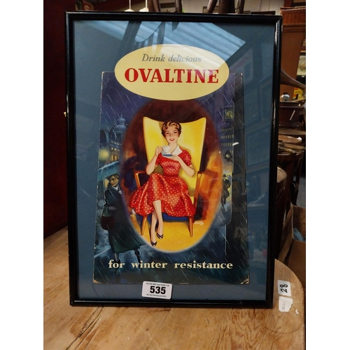 535 - Drink Delicious Ovaltine for Winter Resistance showcard. {44 cm H x 33 cm W}.