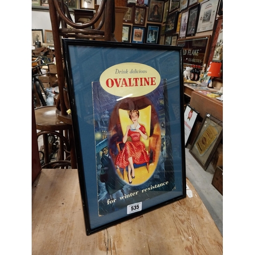 535 - Drink Delicious Ovaltine for Winter Resistance showcard. {44 cm H x 33 cm W}.