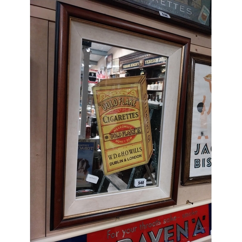 540 - Gold Flake Cigarettes framed advertising mirror. {64 cm H x 47 cm W}.