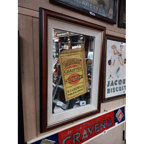 540 - Gold Flake Cigarettes framed advertising mirror. {64 cm H x 47 cm W}.