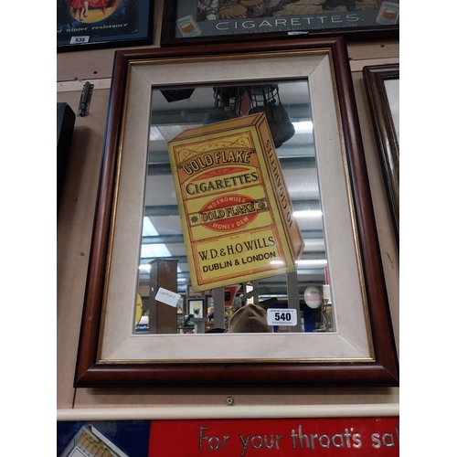 540 - Gold Flake Cigarettes framed advertising mirror. {64 cm H x 47 cm W}.