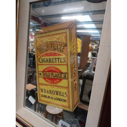 540 - Gold Flake Cigarettes framed advertising mirror. {64 cm H x 47 cm W}.