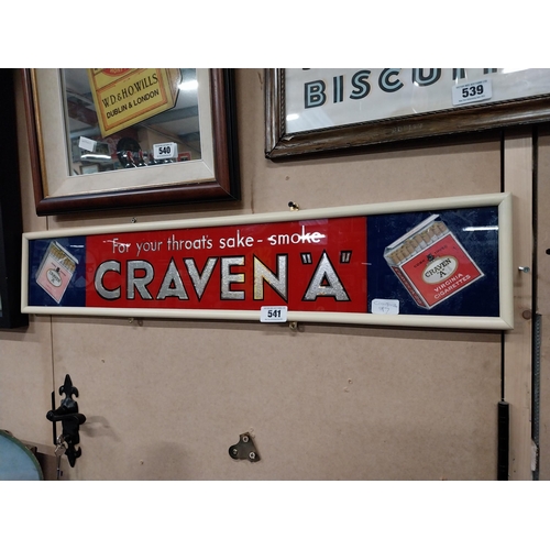 541 - For Your Throats sake Smoke Craven A reverse painted glass advertising sign. {18 cm H x 93 cm W}.