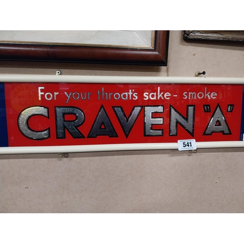 541 - For Your Throats sake Smoke Craven A reverse painted glass advertising sign. {18 cm H x 93 cm W}.