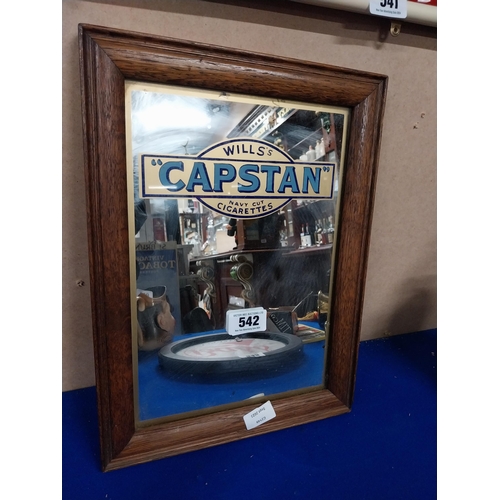 542 - Wills's Capstan Cigarettes framed advertising mirror. {42 cm H x 31 cm W}.