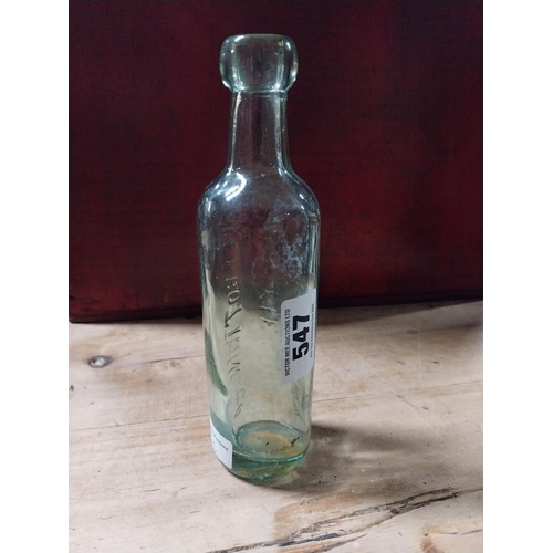 547 - City Bottling Co 40 Foyle Road Londonderry blob top bottle. {22 cm H x 6 cm Dia.}.