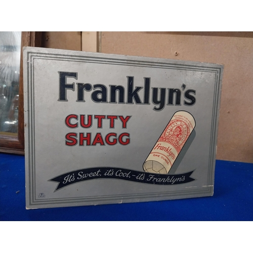 558 - Franklyn's Cutty Shagg Tobacco showcard. {19 cm H x 26 cm W}.