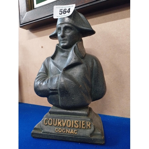 564 - Courvoisier Cognac Ruberoid advertising figure. {27 cm H x 16 cm W x 9 cm D}.